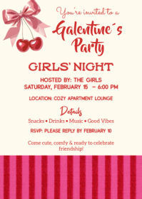 Red Galentine's Party Invitation A6 template