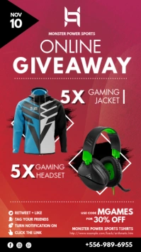 Red Gaming Accessories Giveaway Poster История на Instagram template