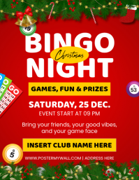 Red Geometric Christmas Bingo Night Flyer (us Letter) template