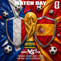 Red Geometric Fifa Soccer Match Day France VS Spain Square Video สี่เหลี่ยมจัตุรัส (1:1) template