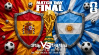 Red Geometric FIFA World Cup Final Spain vs Argentina Digital Display Video งานแสดงผลงานแบบดิจิทัล (16:9) template