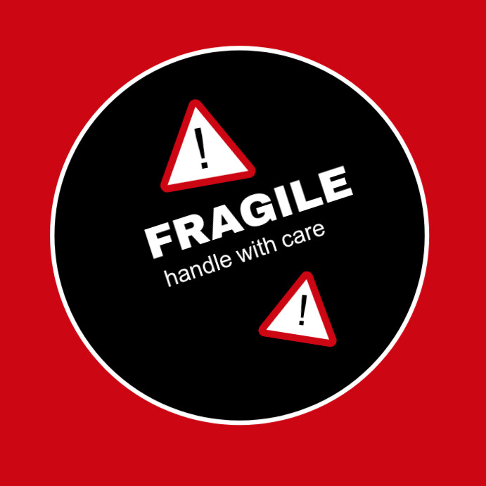 Red Geometric Fragile Handle With Care Instagram Post template
