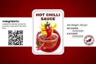 Red Geometric Hot Chilli Sauce Label Étiquette template