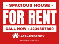 Red Geometric House For Rent Ad Yard Sign Panneau de jardin template