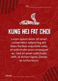 Red Geometric Kung Hei Fat Choi Card A6 template