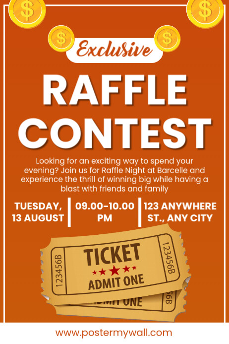 Red Geometric Raffle Ticket Competition Poster template