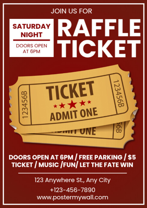 Copia de Red Geometric Raffle Ticket Contest Invitation A4 | PosterMyWall