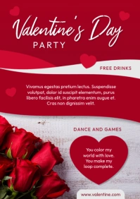 Red Geometric Valentine's Day Party A1 template