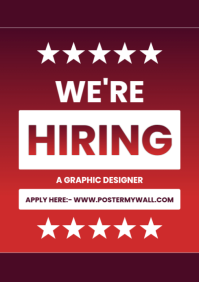 Red Geometric We Are Hiring A4 template
