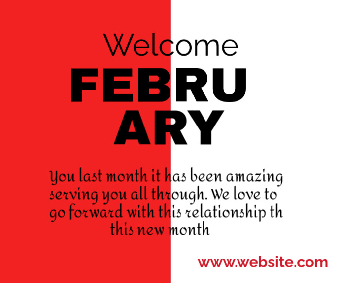 Copy of Red Geometric Welcome February Medium Rectangle | PosterMyWall