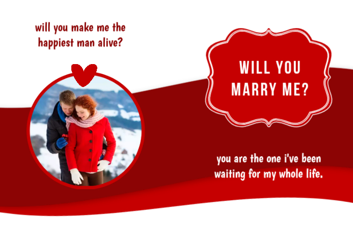 Red Geometric Will You Marry Me? Label Template | PosterMyWall