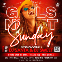 Red Girls Night Event Square Video template