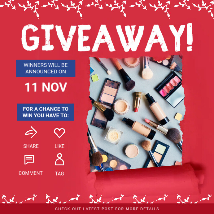 Red Giveaway Online Instagram Post Template Instagram-bericht