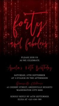Red Glitter Birthday Invitation История на Instagram template