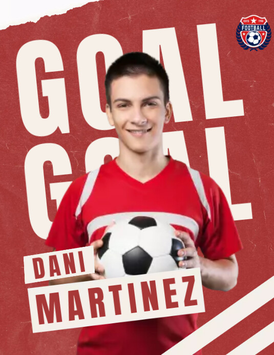 Red Goal Soccer Player Information Flyer (US Letter) template