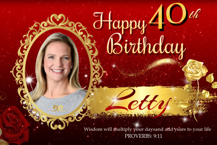 40th Birthday แบนเนอร์ 4' × 6' template