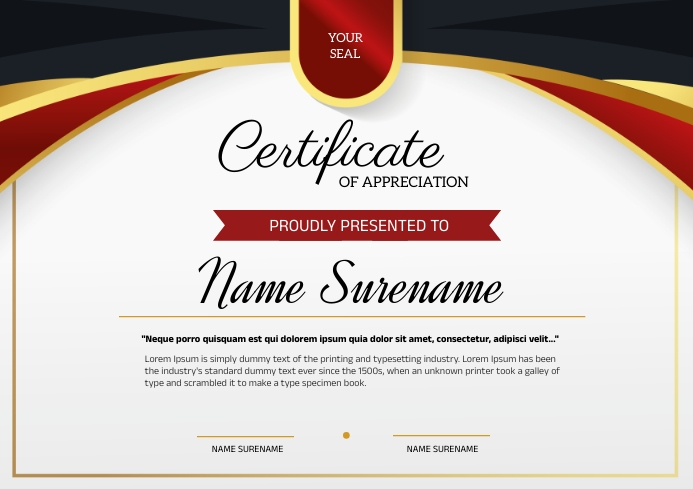 red gold certificate best award template A4
