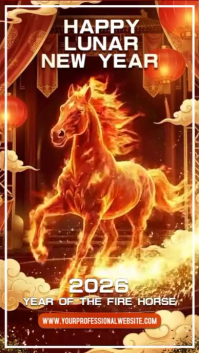 Red Gold Chinese New Year 2026 Year of the Horse Instagram Template