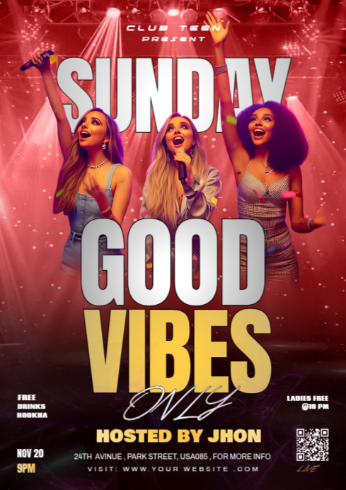 Red Good Vibes A4 template