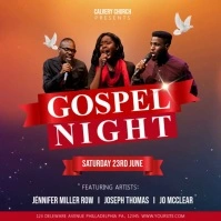 Red Gospel Night Church Event Square Video Cuadrado (1:1) template
