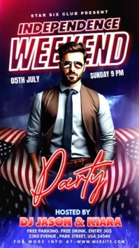 Red Gradient 4th Of July Party Invitations Digital Display (9:16) template