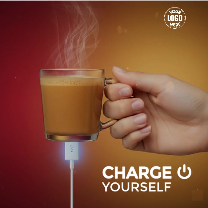 Red Gradient A Customizable Social Media Template To Advertise Coffee Or Tea As A Modern Energy "rec Instagram Post