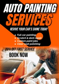 Red Gradient Auto Painting Services  A2 template