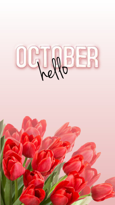 Copy of red gradient background hello october | PosterMyWall