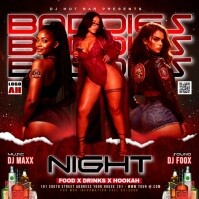 Red Gradient Baddies Ladies Night Party Flyer Square (1:1) template