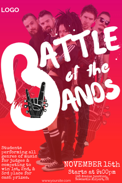 Red Gradient Battle Of The Band Poster Template | PosterMyWall