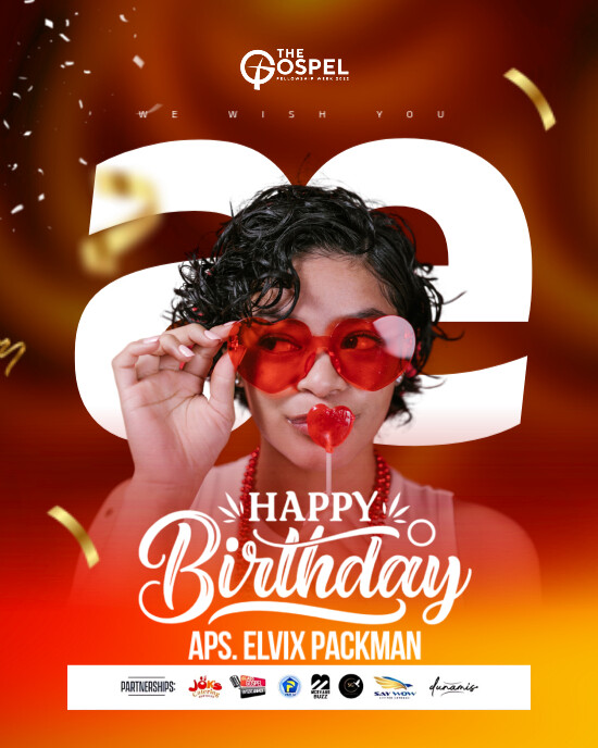 Red Gradient Birthday Flyer  Instagram Portrait template