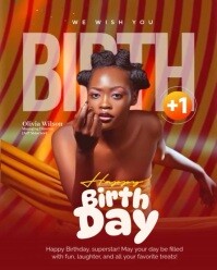 Red Gradient Birthday Flyer  Instagram Portrait template