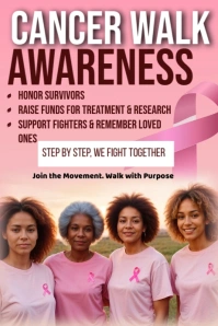 Red Gradient Cancer Walk Awareness Poster template