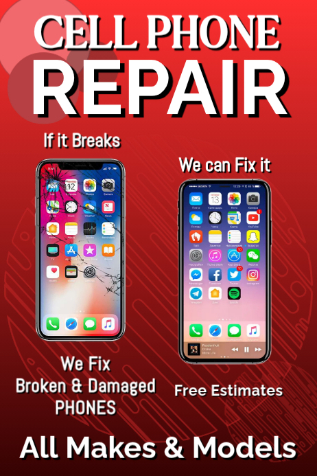 Red Gradient Cell Phone Repair Poster Template | PosterMyWall
