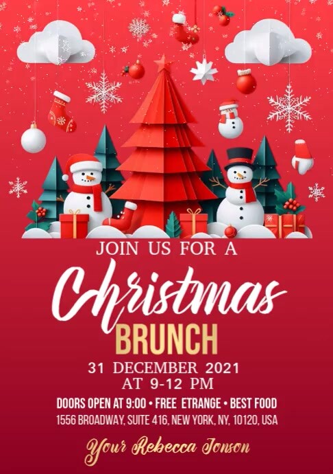 Red Gradient Christmas Brunch A2 template