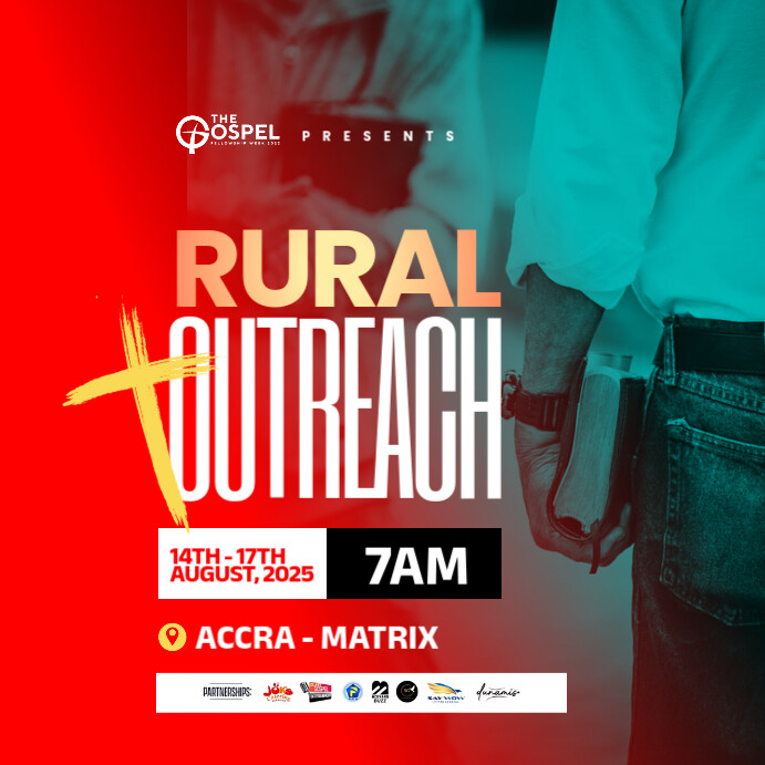 Red Gradient Church Outreach Flyer  Instagram Post template