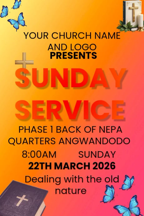 Plantilla de Red Gradient Church Sunday Service Poster Video | PosterMyWall