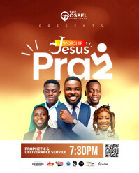 Red Gradient Church Worship Flyer  Instagram Portrait template
