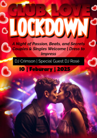 Red Gradient Club Love Lockdown  A1 template