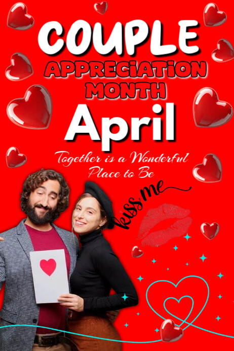 Red Gradient Couple Appreciation Month Poster Plakat template