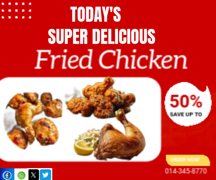 Red Gradient Delicious Fried Chicken Medium Rectangle 中矩形广告 template
