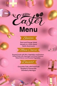 Red Gradient Easter Menu  Poster template
