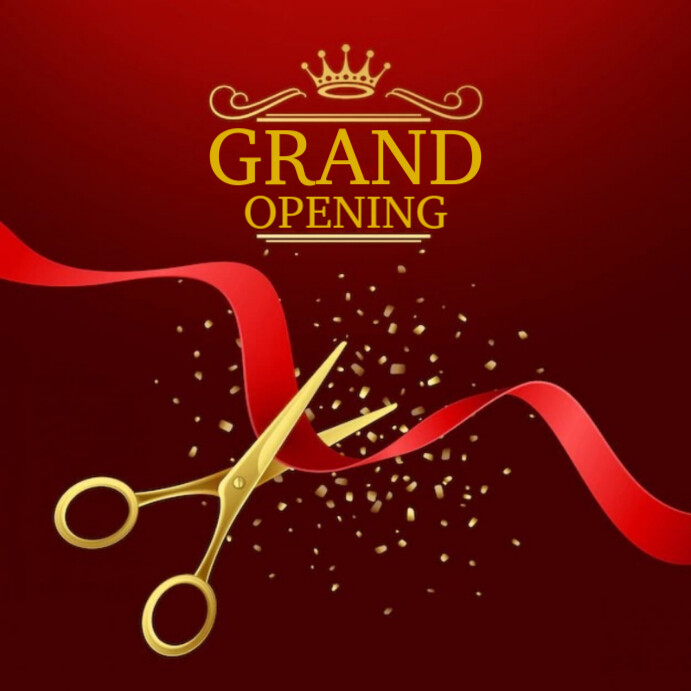 Red Gradient Grand Opening Ceremony With Modern Style Ribbon Instagram Post template