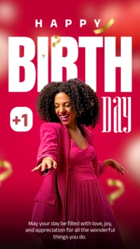 Red Gradient Happy Birthday Flyer  Instagram Story template