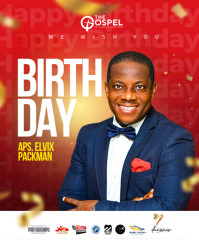 Red Gradient Happy Birthday  Instagram Portrait template