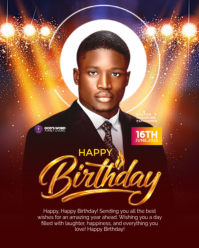 Red Gradient Happy Birthday Template  Instagram Portrait