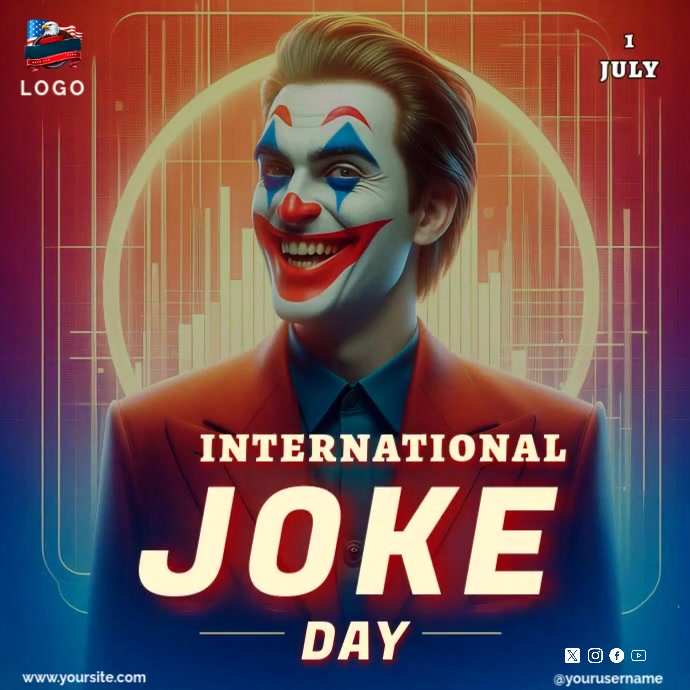 Red Gradient International Joke Day Instagram Post template