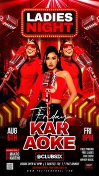 Red Gradient  Karaoke And Ladies Night Party Instagram Story template