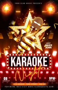 Red Gradient Karaoke Night Video Ads Flyer Tabloid template