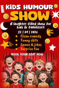 Red Gradient Kids Humour Show Poster template